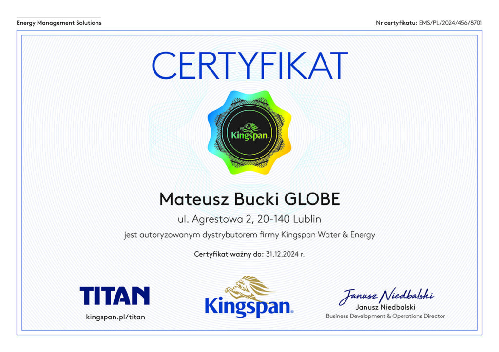 certyfikat Mateusz Bucki